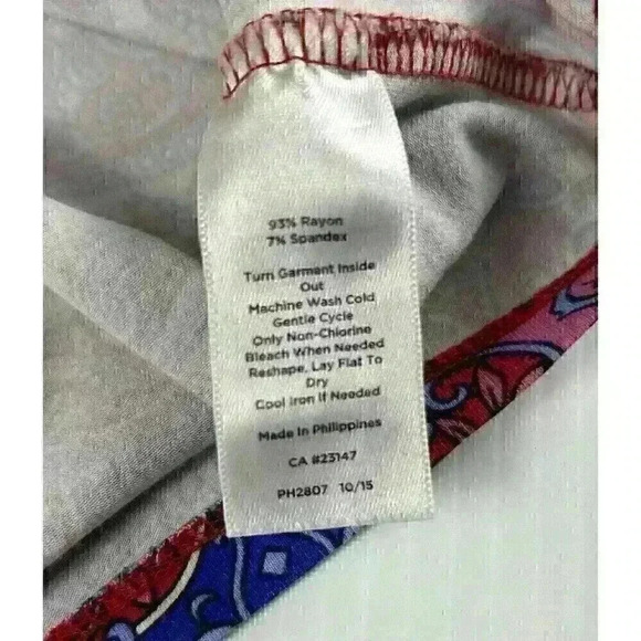 Talbots Womens Sz L Multi Colored Paisley Floral Back Key Hole Short Sleeve Top - Picture 6 of 8